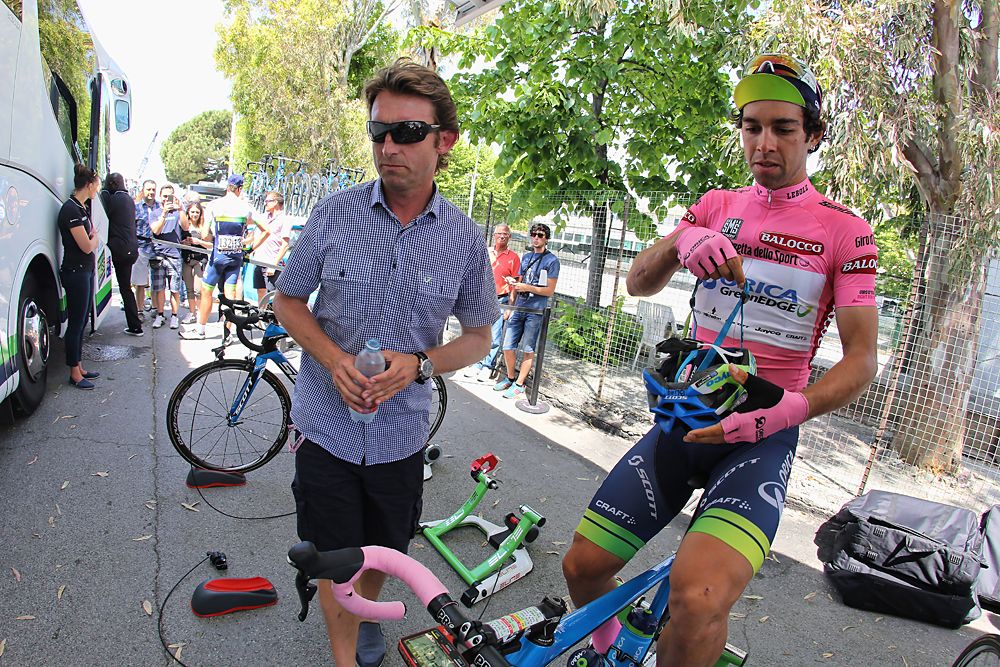 Michael Matthews (Orica-GreenEdge) warms up at the start of stage 4