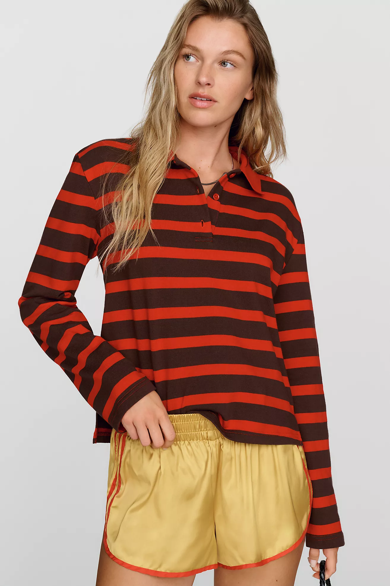 English Factory Cotton Blend Collared Rugby Top