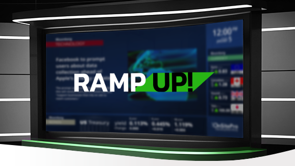 The RAMP UP! logo for the new digital signage content from YCD Multimedia and Telecine. 