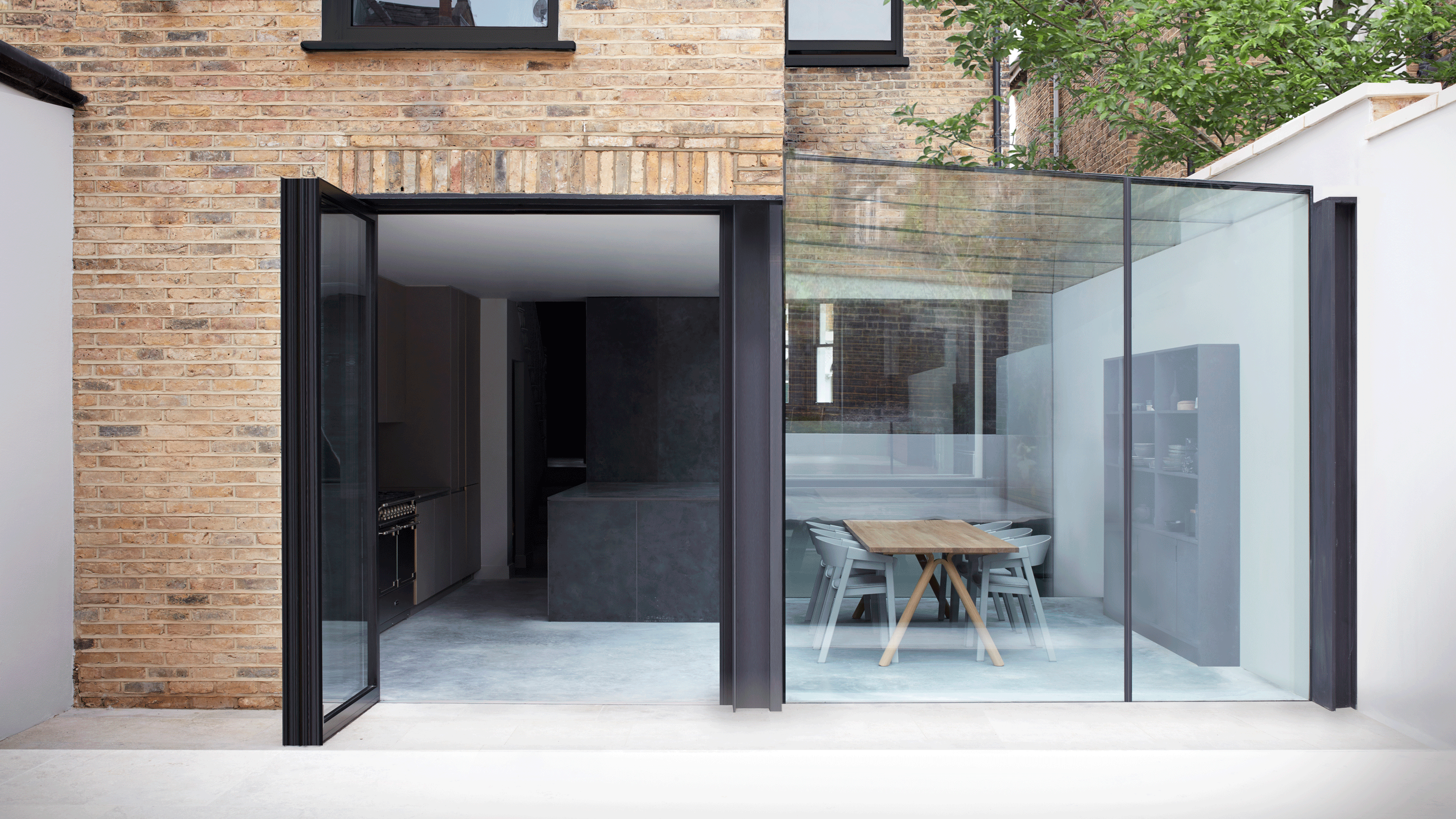 A kitchen glass extension