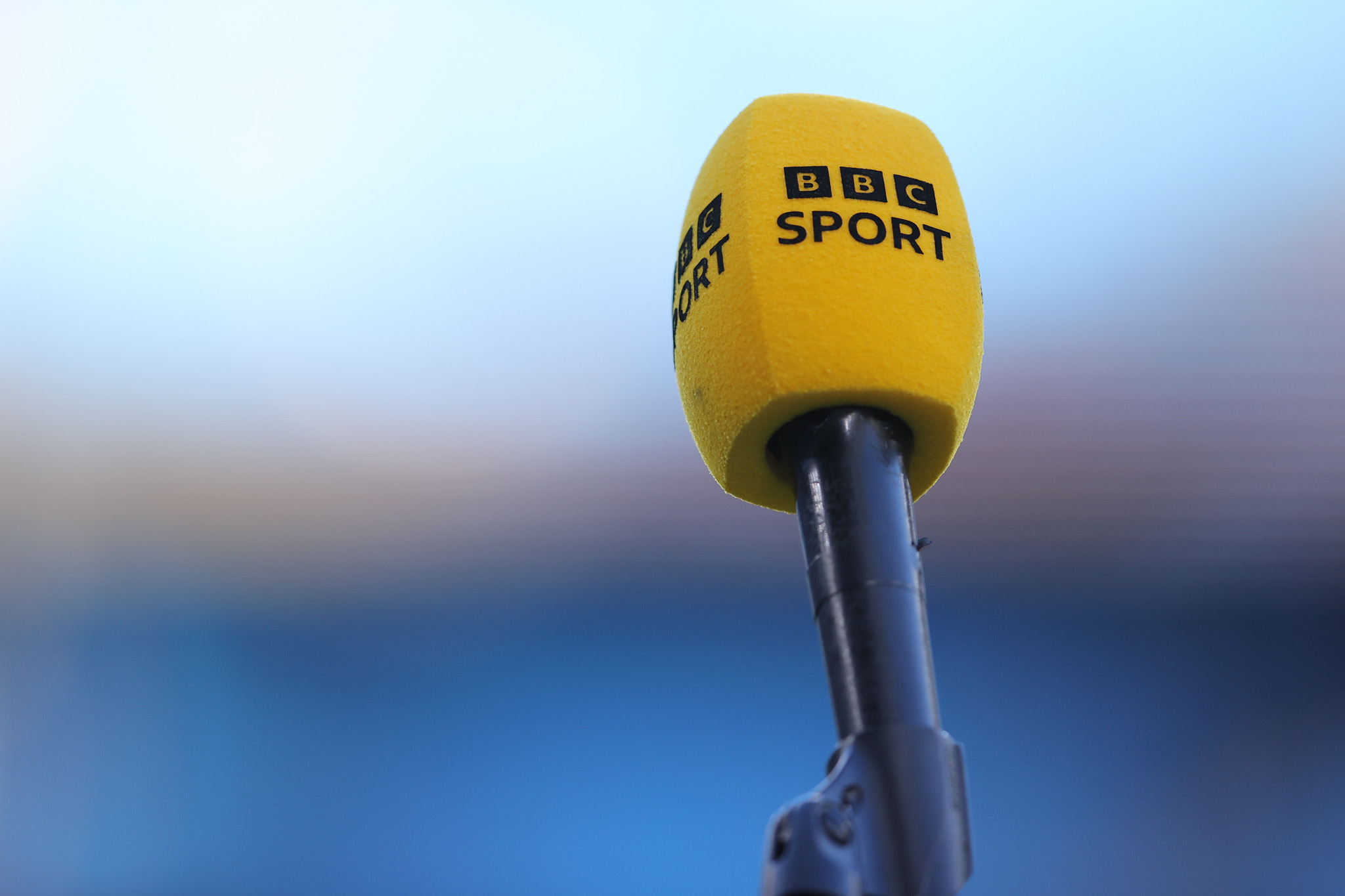 MANCHESTER, ENGLAND - JANUARY 10: A BBC Sport microphone is seen during the Emirates FA Cup Third Round match between Manchester City and Exeter City on January 10, 2026 in Manchester, England. (Photo by James Gill - Danehouse/Getty Images)