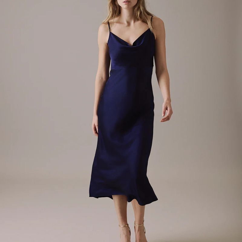 Nobody's Child , Navy Cowl Neck Midi Trixie Dress