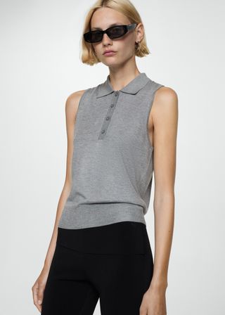 Fine-Knit Polo Neck Vest - Women | Mango Usa