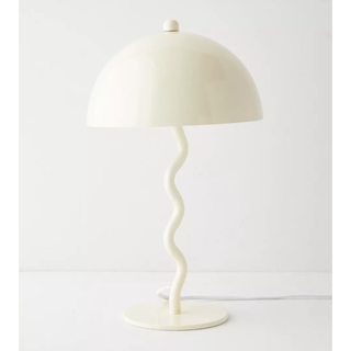 white table lamp with a wiggle stem