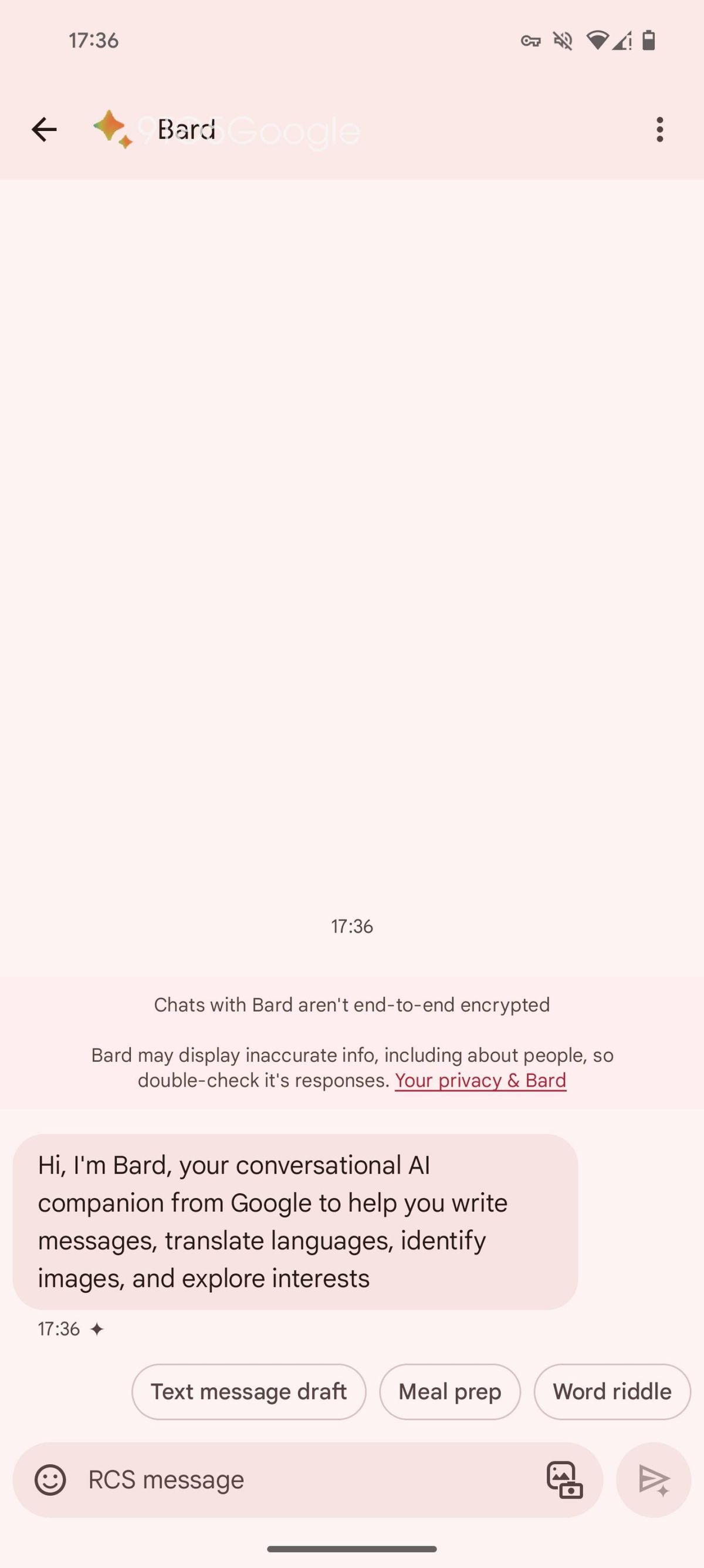Google Messages with Bard beta