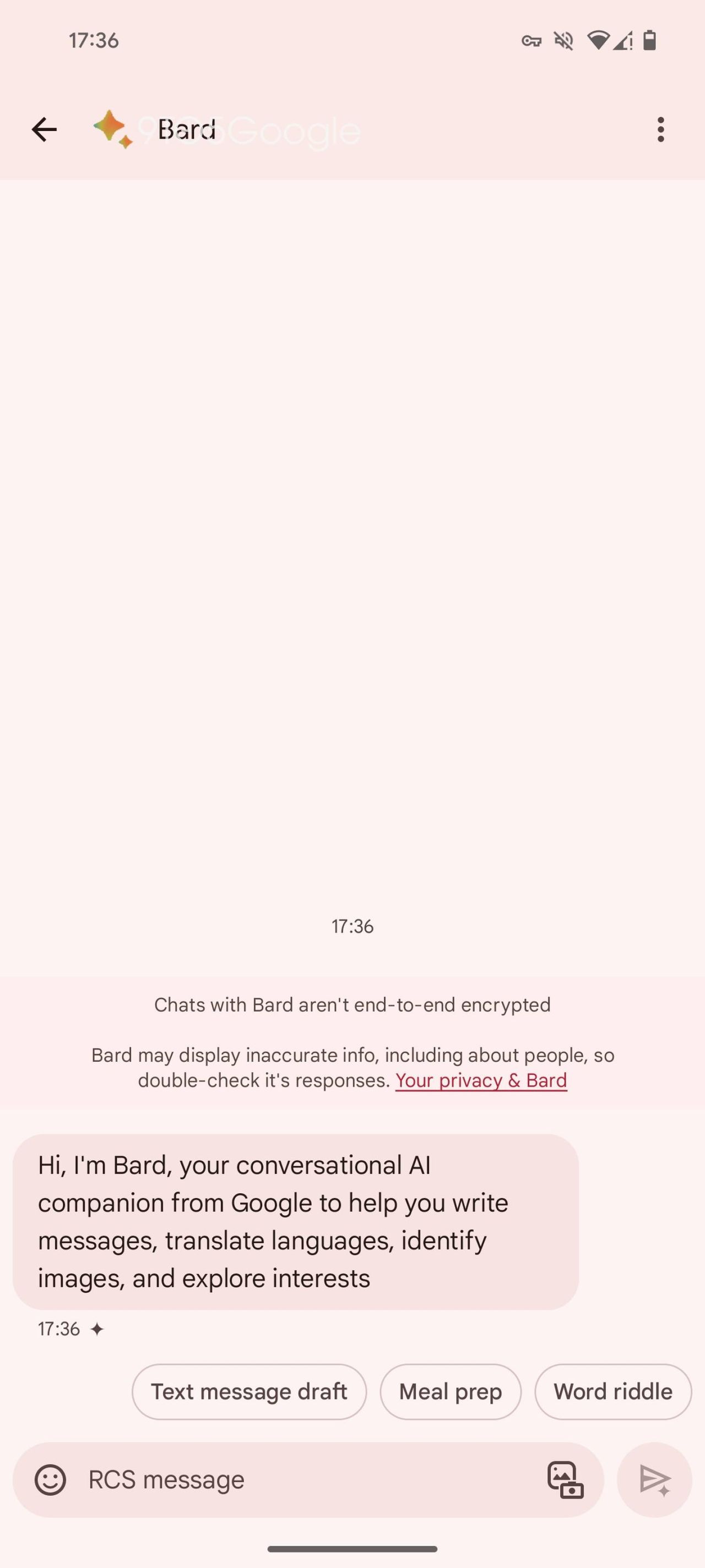Google Messages with Bard beta