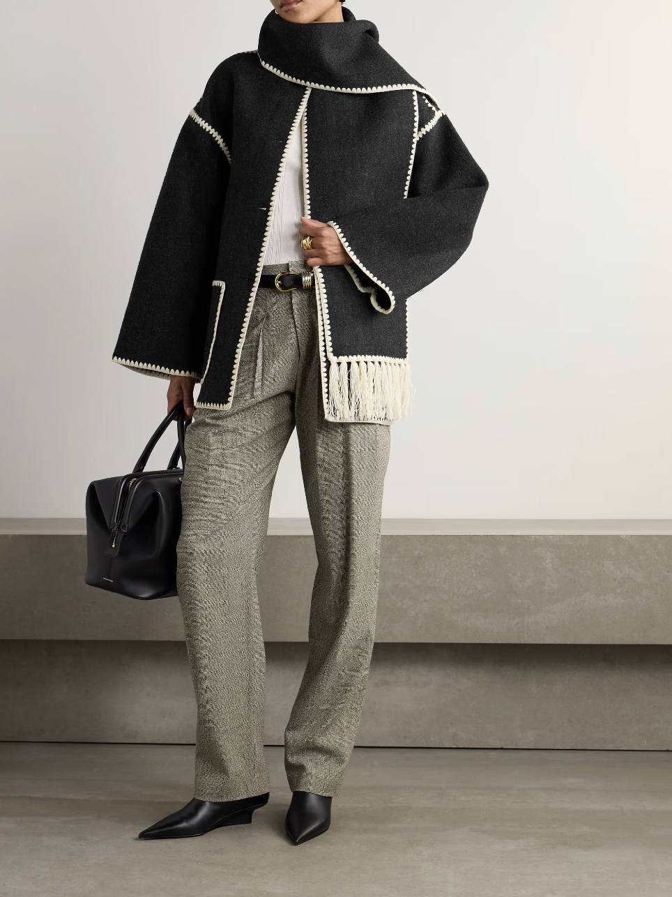 TOTEME, Draped Fringed Wool-Blend Jacket