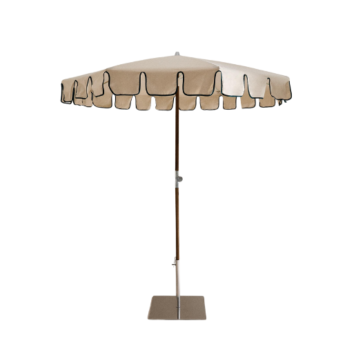 Ash Umbrella With Scalloped Details and Contrast Trim