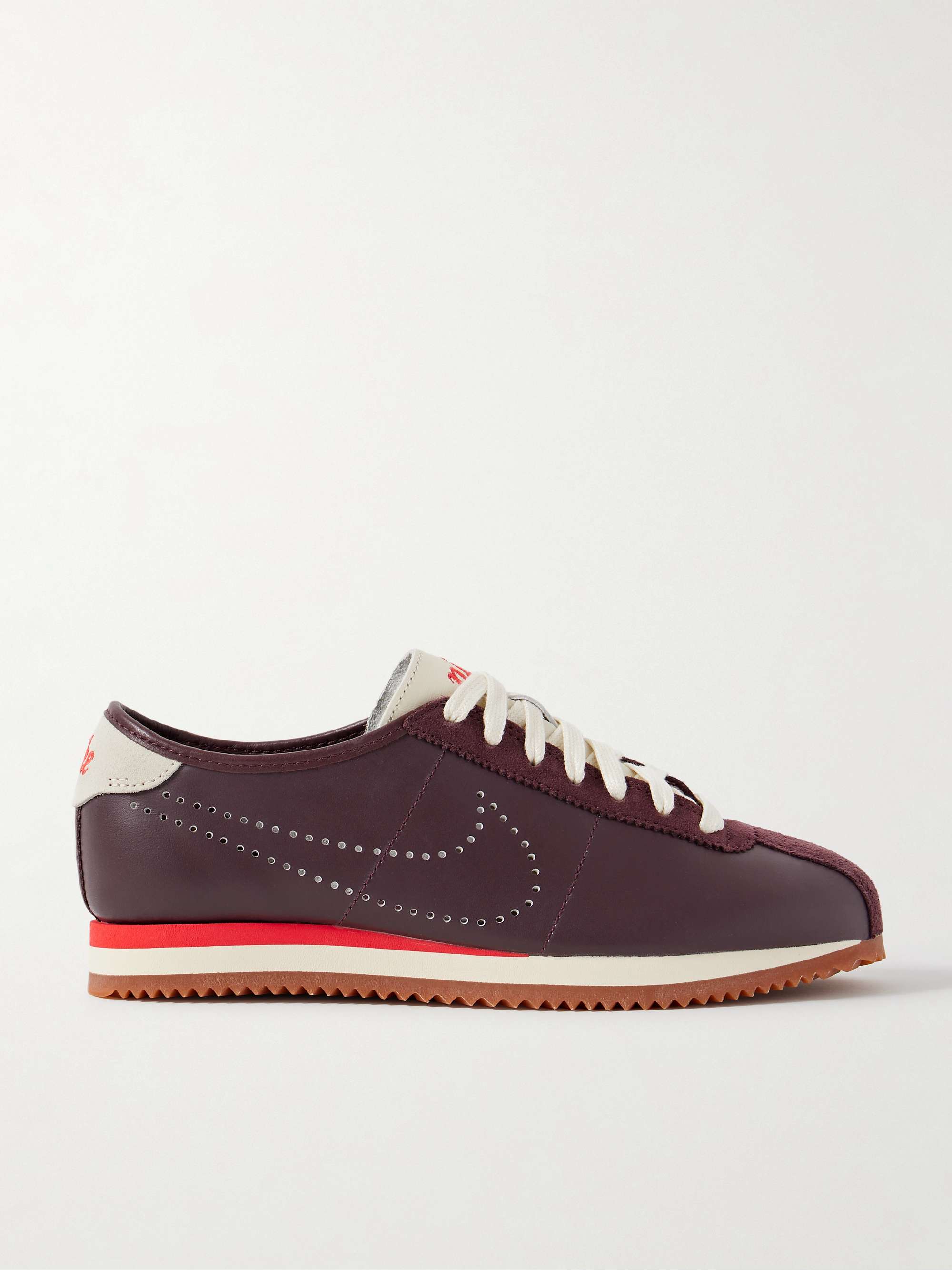 Cortez Suede-Trimmed Perforated Leather Sneakers
