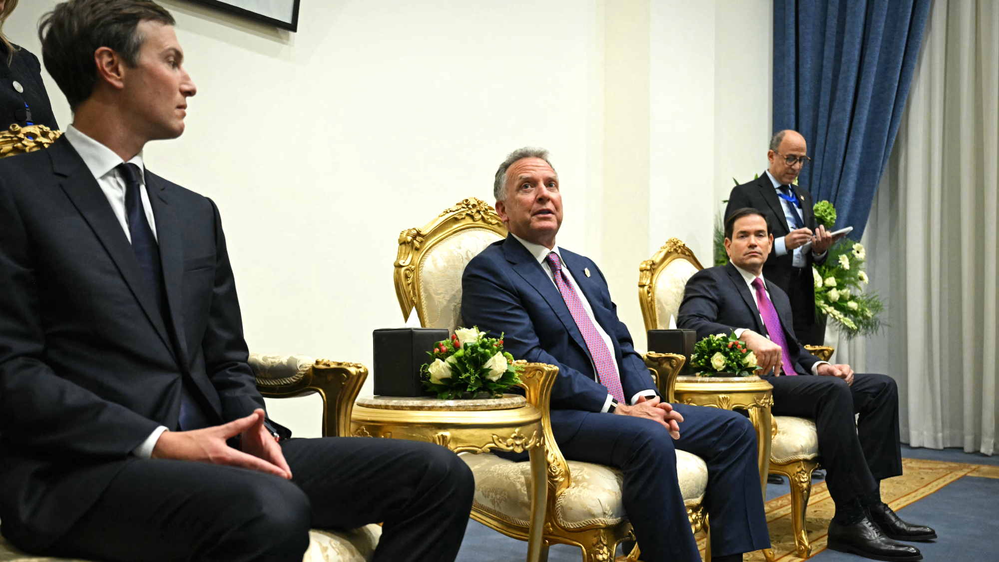 Jared Kushner, Steve Witkoff and Secretary of State Marco Rubio at Israel-Gaza peac talks