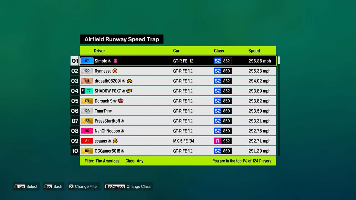 Forza Horizon 6 screenshot of leaderboards