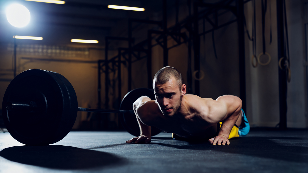 Man doing burpees