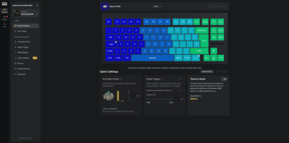 Wooting 80HE on a desk and controlled by the Wootility.