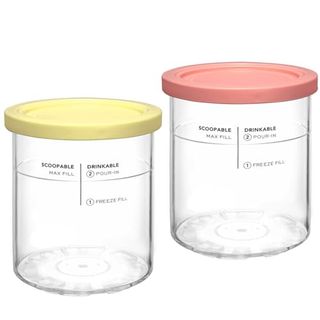 Creami Ninja Deluxe Pints and Lids 2 Pack,compatible With Ninja Creami 11-In-1 Nc501 Nc500 Series Deluxe Ice Cream Maker,24oz Family Size Deluxe Xl Cups(yellow,pink)