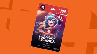 League of Legends gift card on an orange background