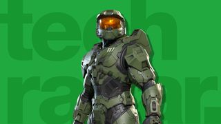 Die besten Xbox Series X Spiele: Master Chief auf grünem Hintergrund