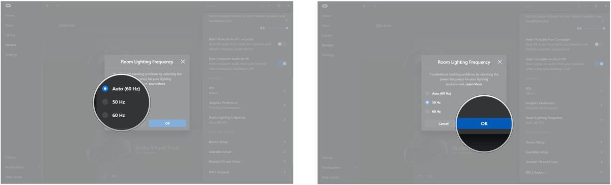 How to change Oculus Rift S room lighting frequency | Windows Central
