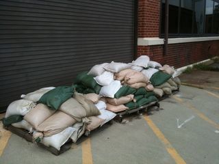 NASA's Langley Research Center in Hampton, VA, has sandbags prepared for Hurricane Irene on August 26, 2011.