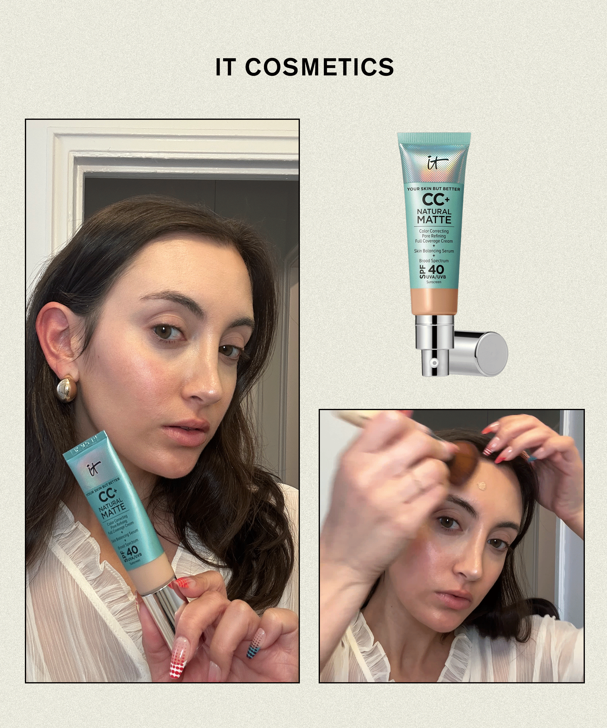 Alyssa Brascia wearing the It Cosmetics CC+ Cream Foundation with SPF 50+.