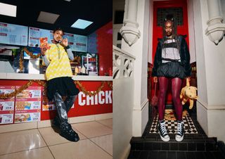 Schuh new campaign, models wearing trainers and boots