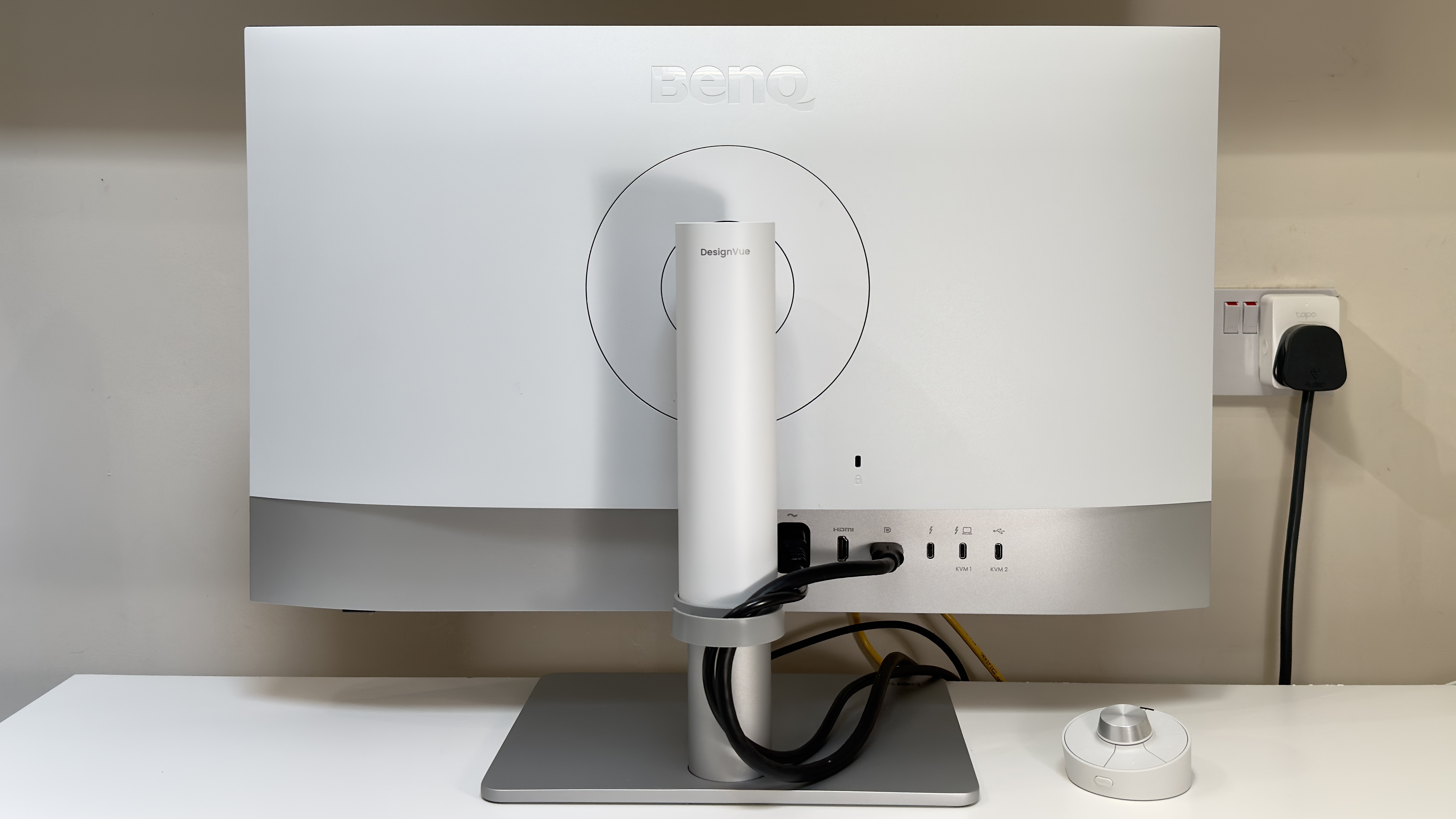 The BenQ PD2730S monitor on a desk