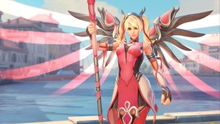Overwatch 2 Mercy in special pink skin