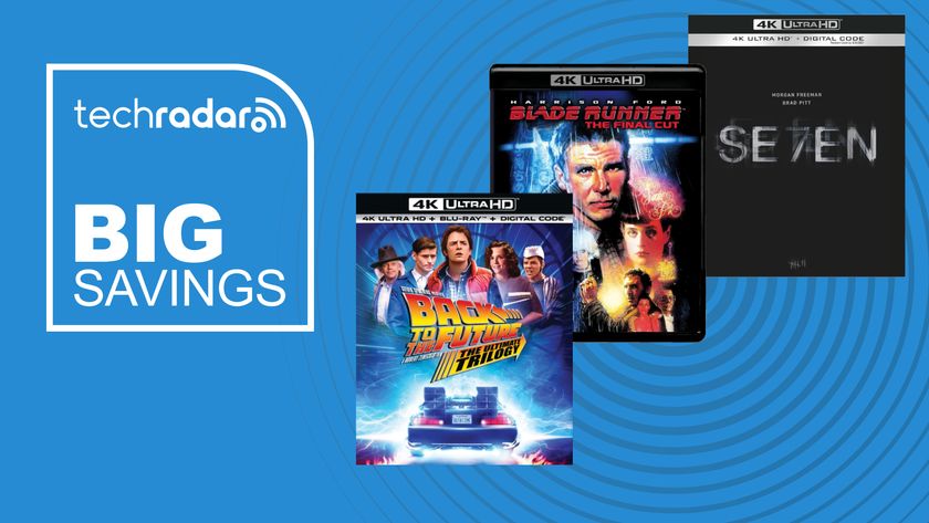 4K Blu-ray deals image with Back To The Future, Blade Runner and Se7en on blue background 