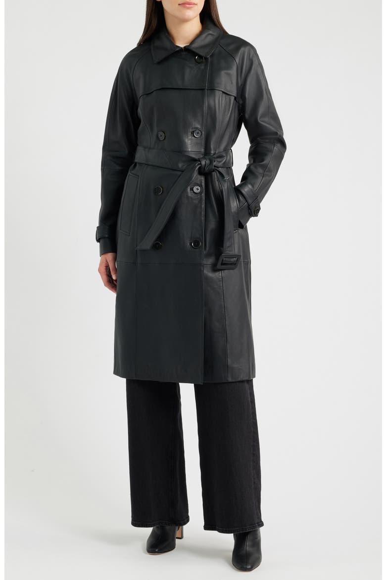 Double Breasted Leather Trench Coat