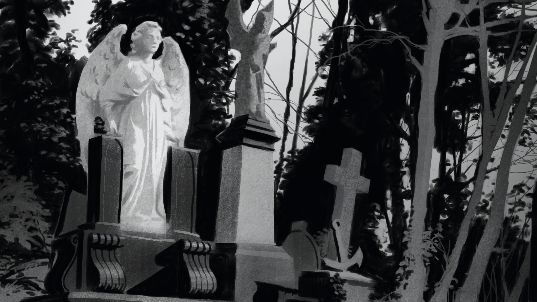 Karlsimon visits Highgate Cemetery to show how comic book techniques can be applied to digital tablet painting.