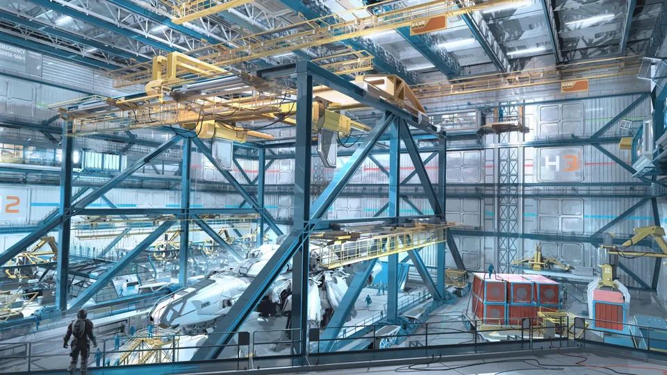 A cargo bay in Starfield