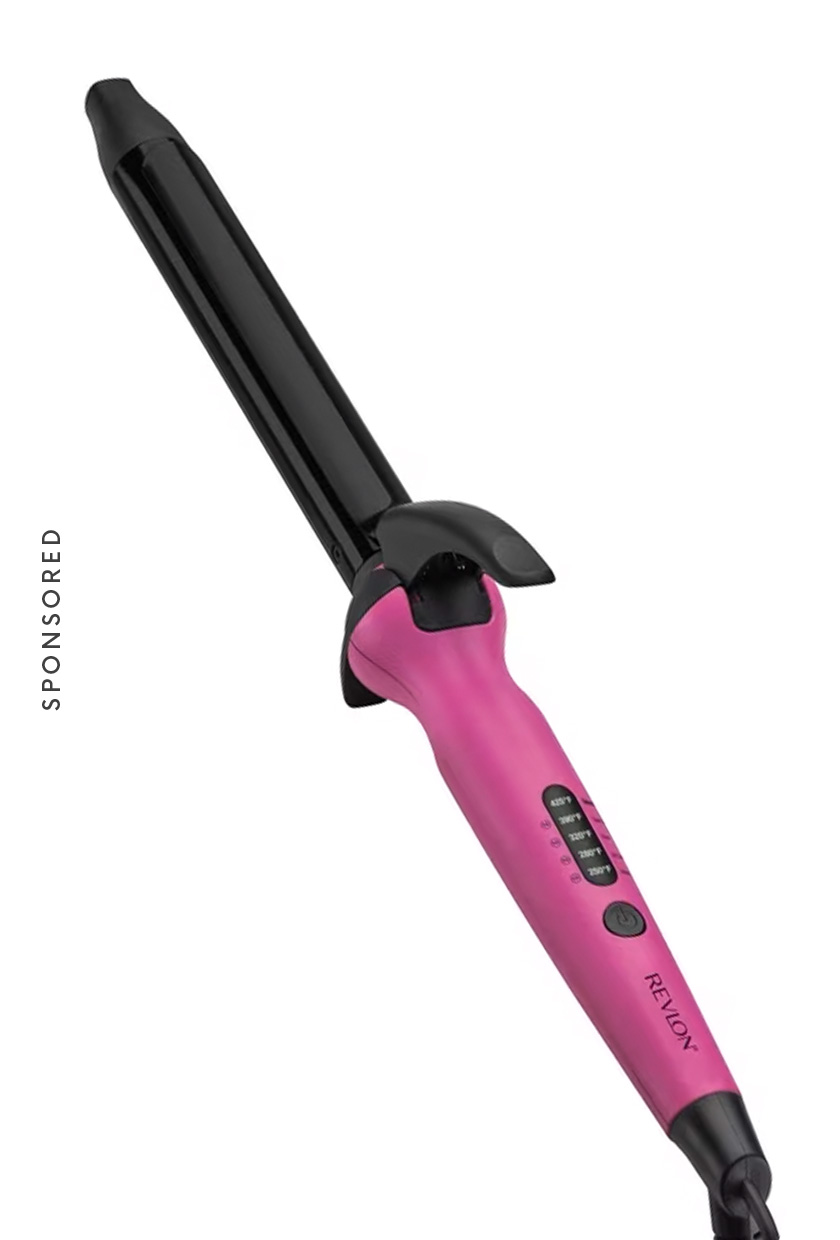a pink and black curling iron