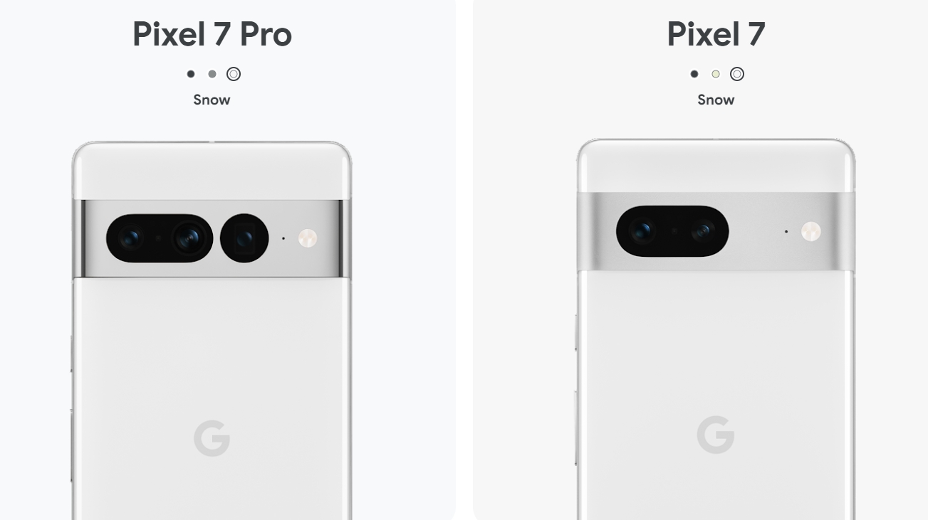 An image of some Pixel 7 and Pixel 7 Pro colors