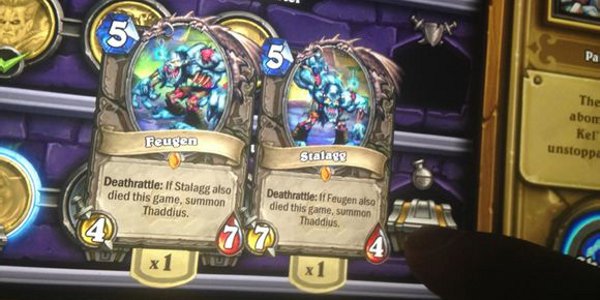 Feugen and Stalagg in Hearthstone