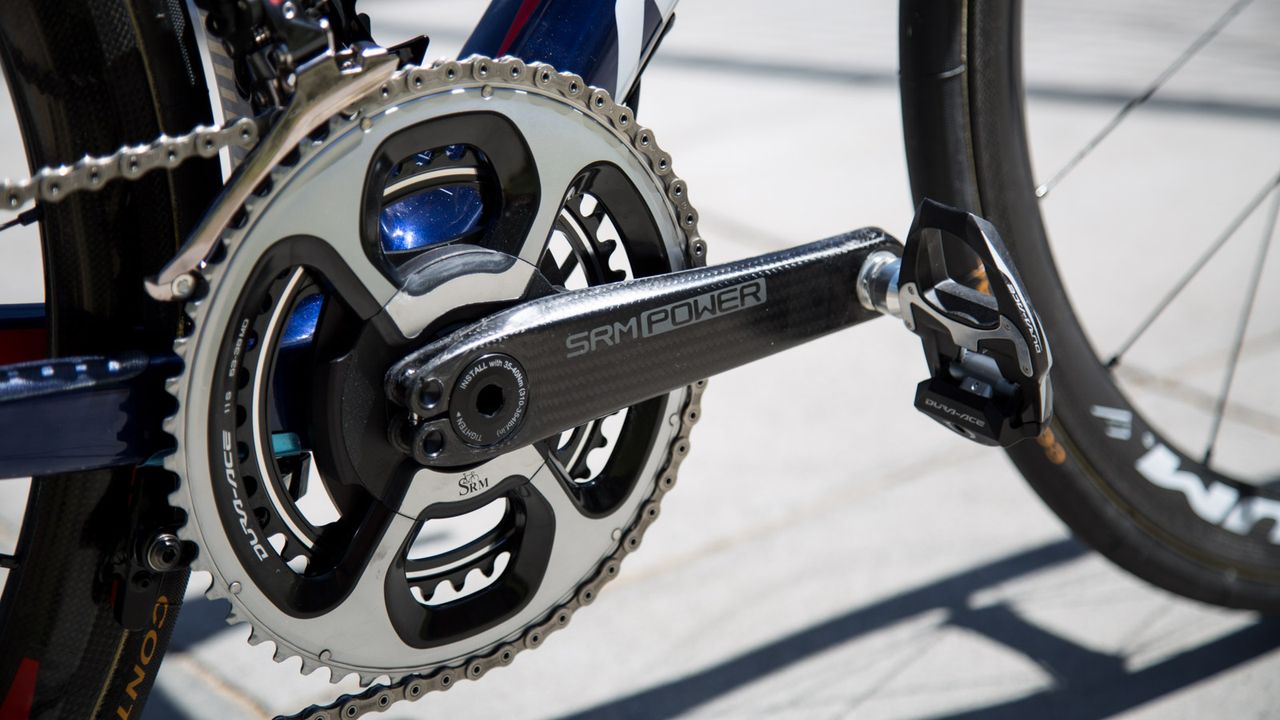 The Bahrain-Merida team are equipped with SRM's new powermeter crankset