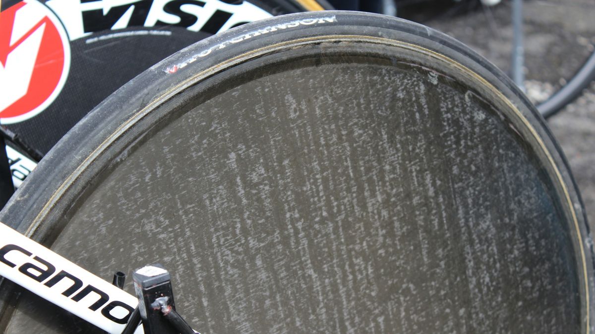 A blank DT Swiss disc sits among the Vision wheels.