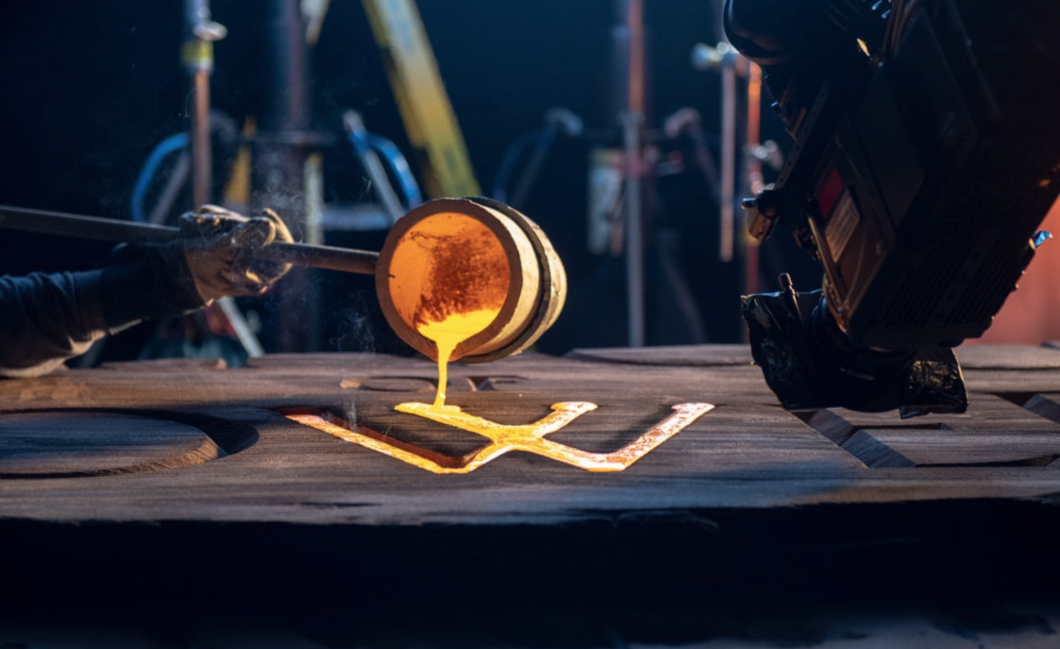 A behind the scenes shot of the title sequence being made
