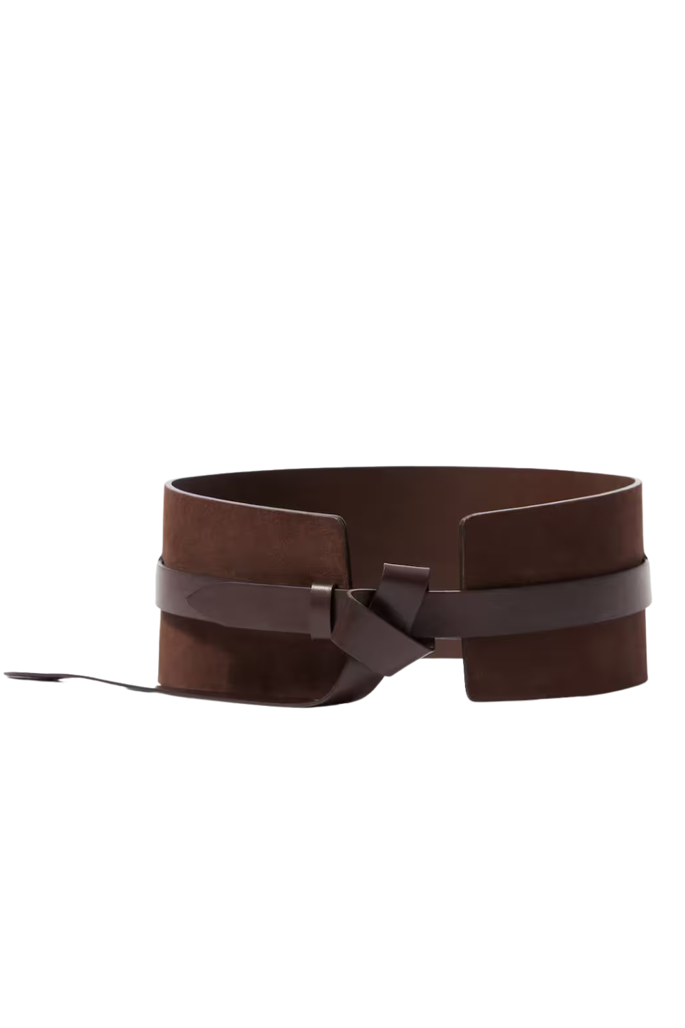 Leather-Trimmed Suede Waist Belt