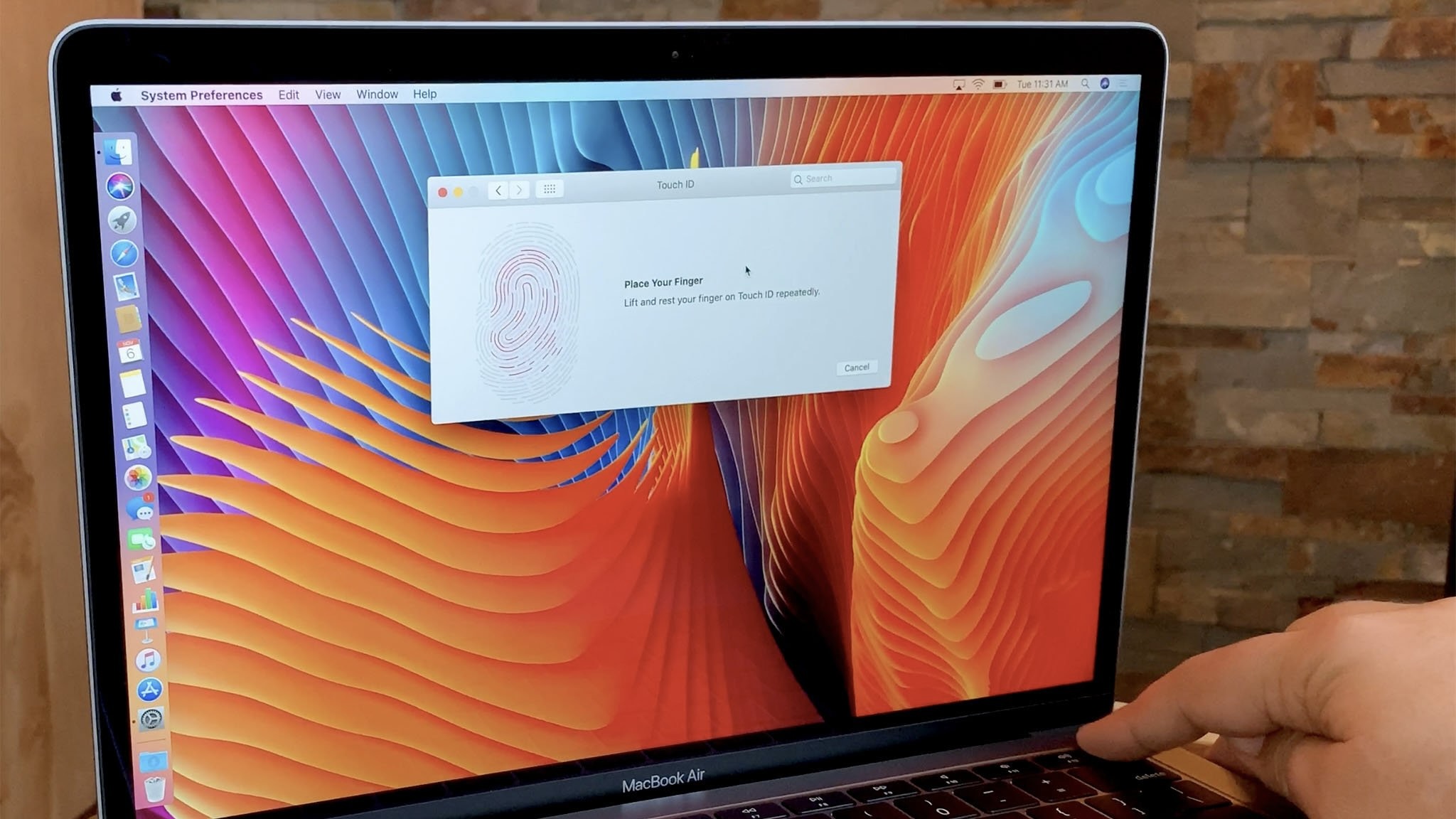 how do i set up touch id on my new macbook air