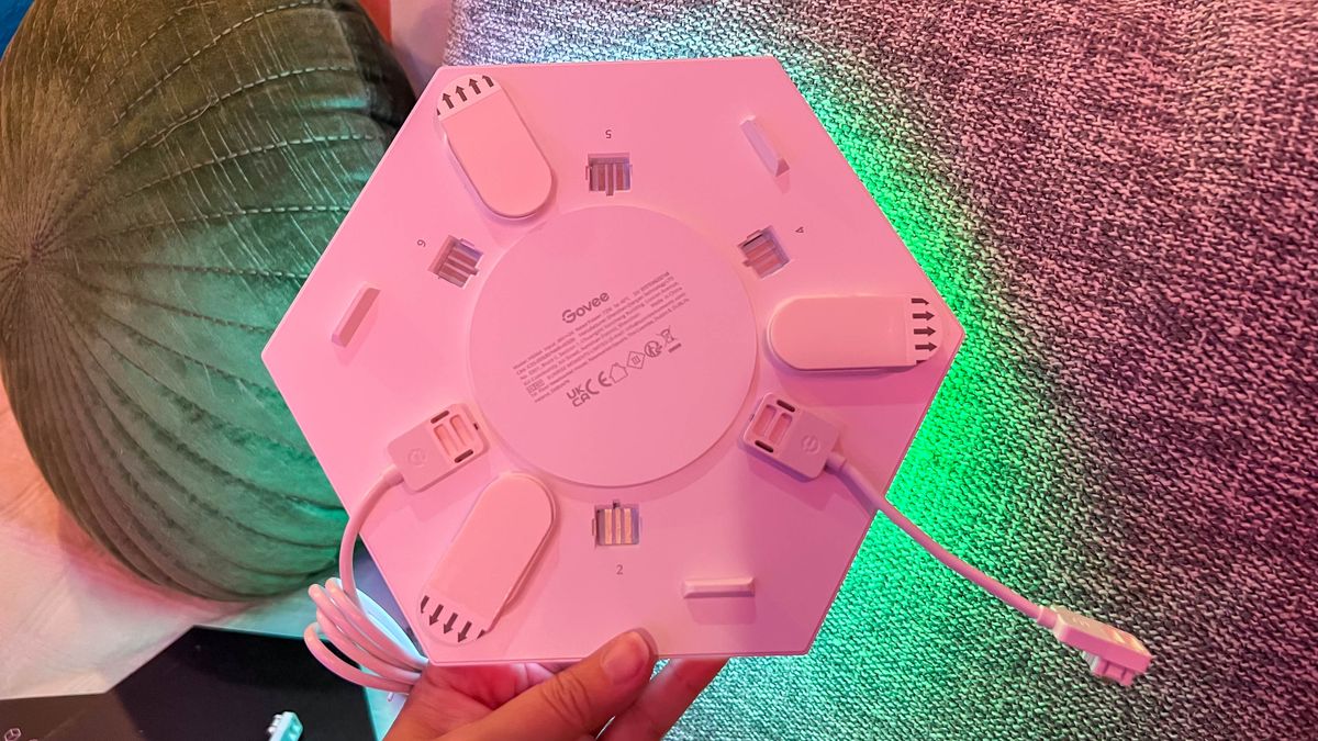 Govee Glide Hexagon Light Panels Ultra in the author's living room during testing