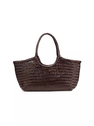 Nantucket Woven Leather Basket Bag