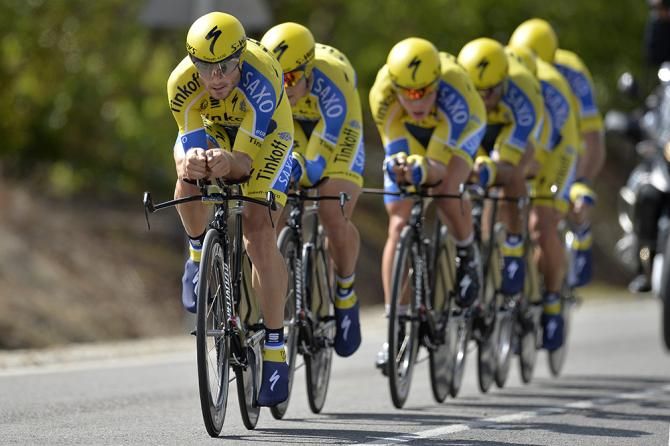 Manuele Boaro drives the Tinkoff-Saxo train