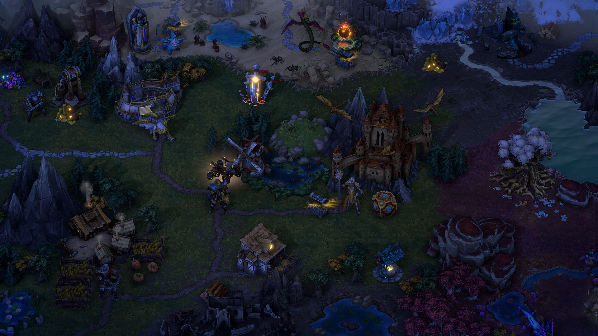 Heroes of Might and Magic: Olden Era world map at night