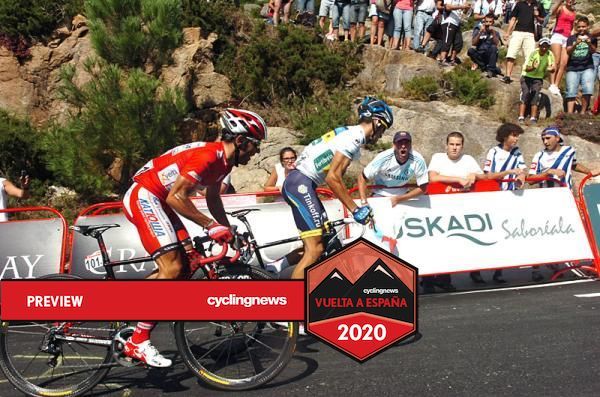 Vuelta leader Joaquim Rodriguez (Katusha) and Alberto Contador (Saxo Bank) go head-to-head on the steep slope of the Mirador de Ézaro climb.