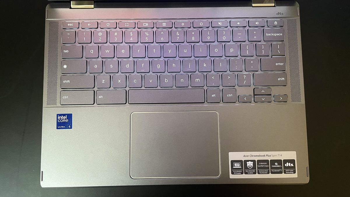 Acer Chromebook Plus Spin 714 keyboard and touchpad