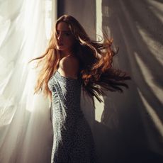 portrait of young woman with flowing hair