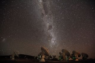 The ALMA telescope, currently under construction in the Atacama Desert of Chile. Using the power of this new telescope, this study predicts it should be possible to measure black-hole masses in hundreds of galaxies.