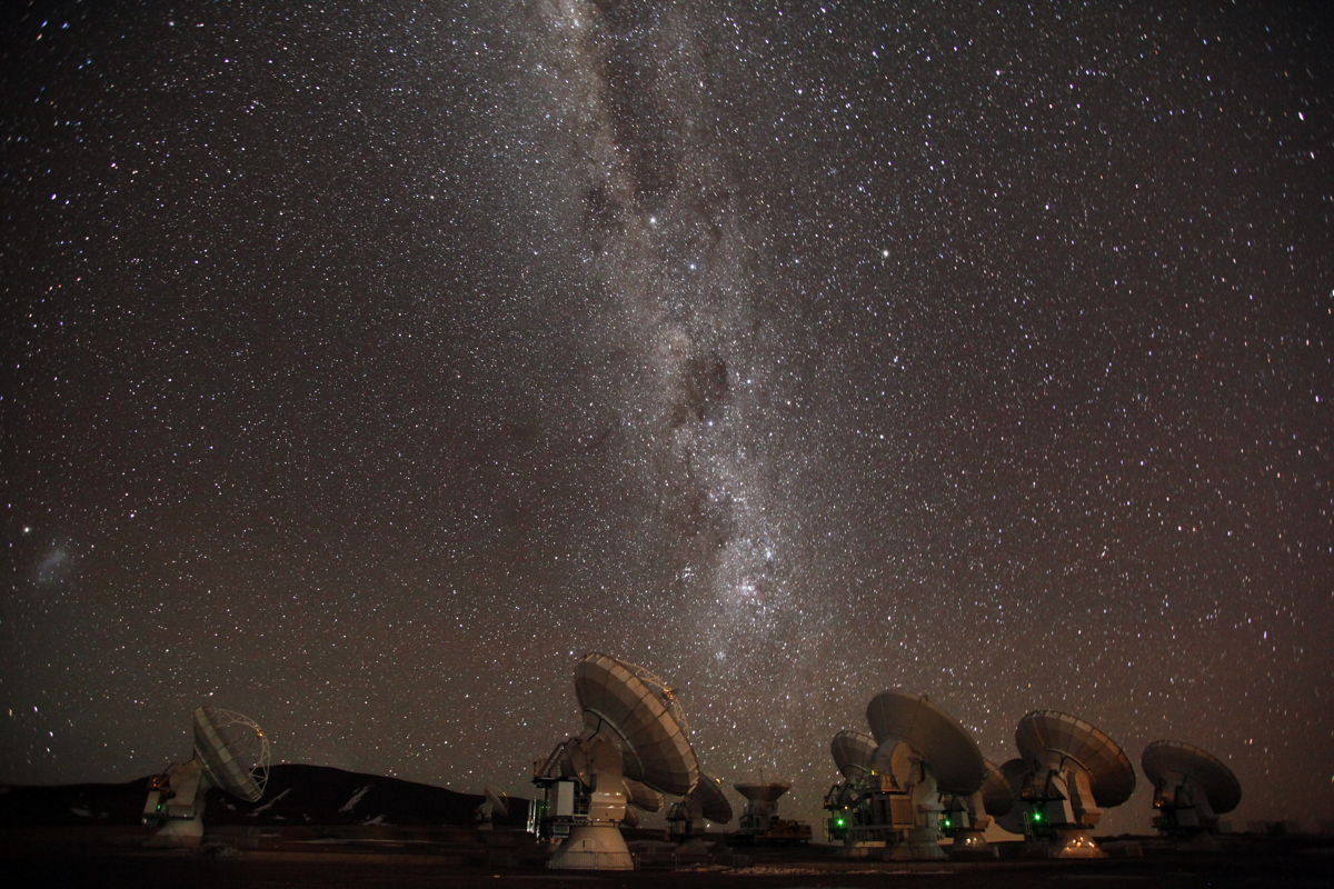 The ALMA telescope, currently under construction in the Atacama Desert of Chile. Using the power of this new telescope, this study predicts it should be possible to measure black-hole masses in hundreds of galaxies.