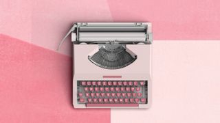 '70s typewriting on a pink patterned background