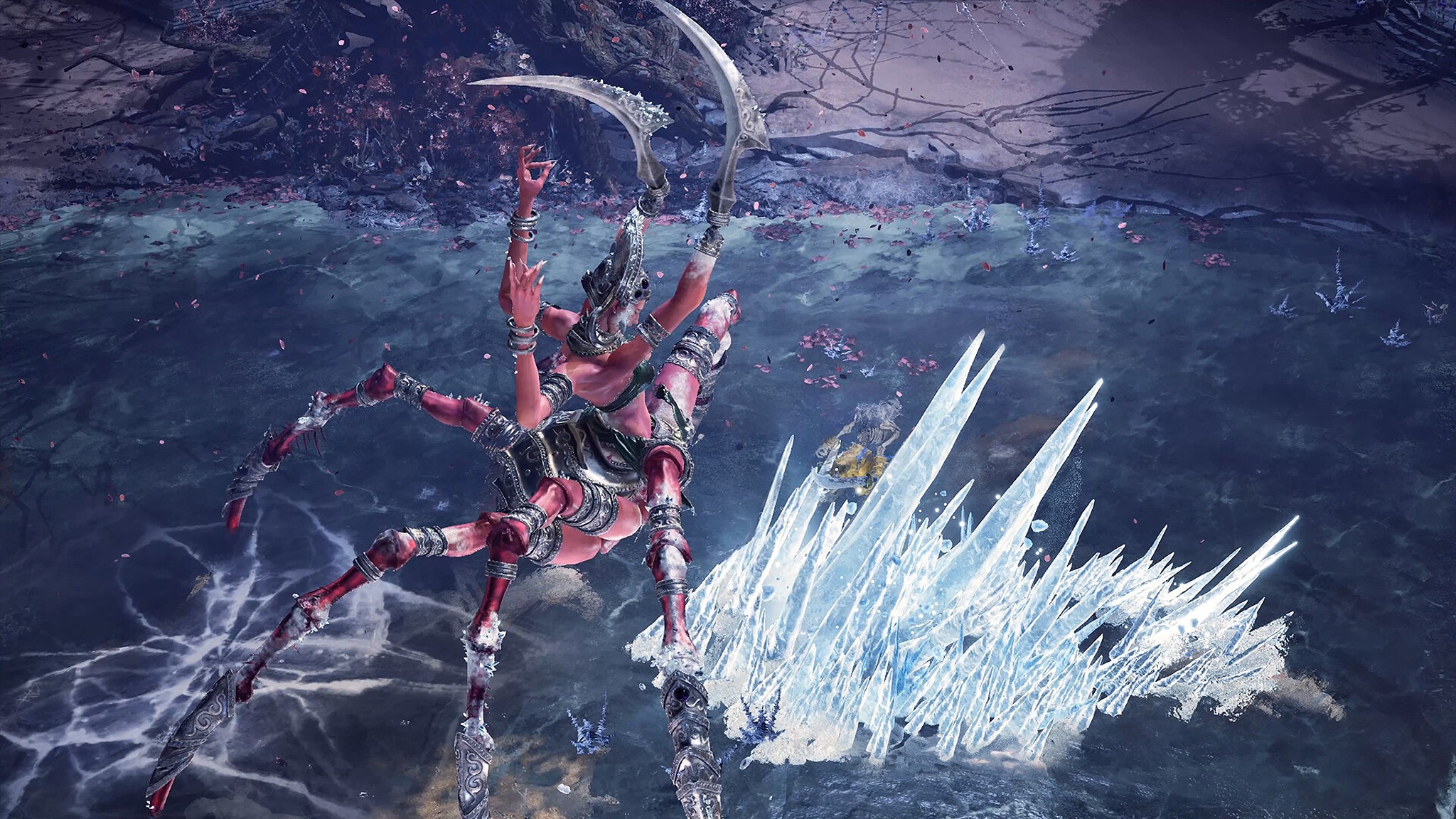 Promotional screenshot of The Cursed Sand fighting a giant monster in Loulan: The Cursed Sand.