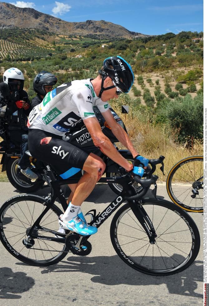 Chris Froome (Team Sky) after his fall